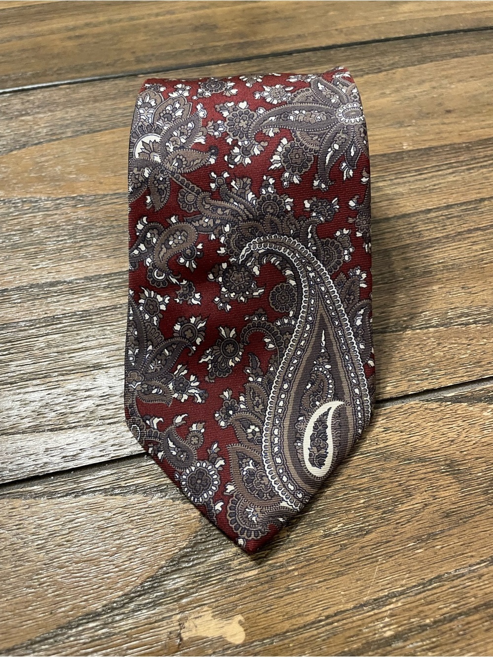 Vintage Christian Dior Monsieur Silk Tie Italy Black Burgundy Gray Paisley Work
